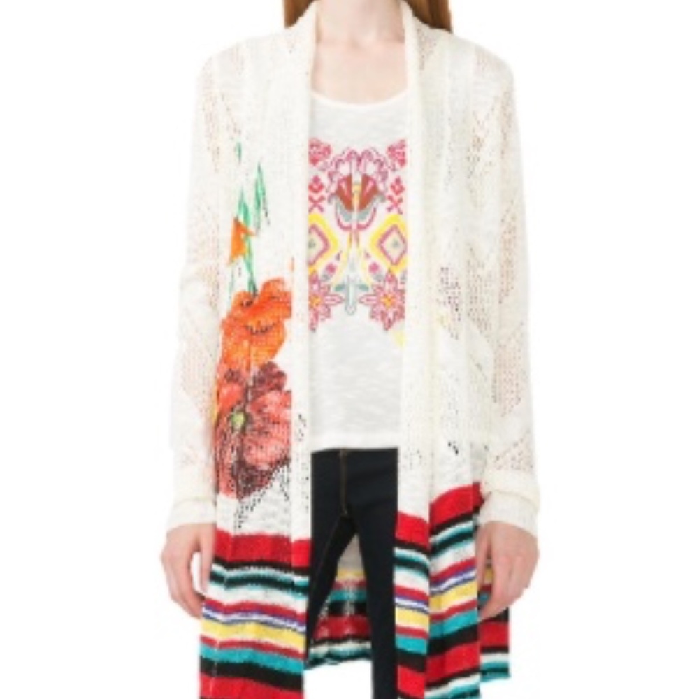 Desigual Margarita Crochet Long Cardigan